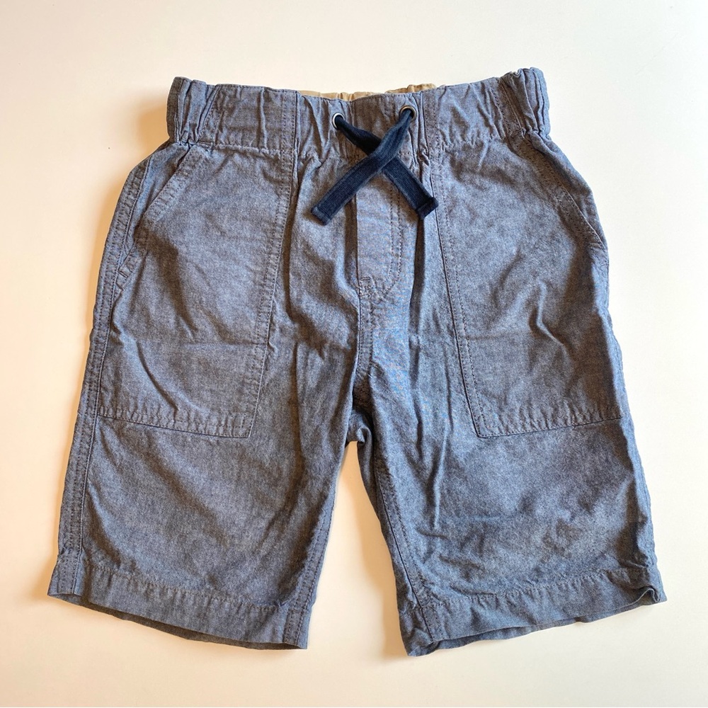 VGUC JCrew M Boys Shorts Chambray Blue Elastic Pull On Preppy School Drawstring